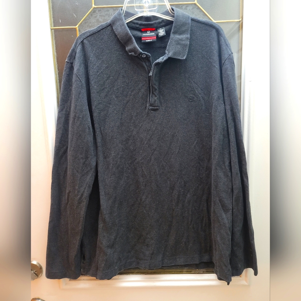 Victorinox Dark Gray Long Sleeve Polo Shirt